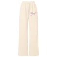 thumbnail image 1 of Hiijoy Girls Casual Sweatpants Straight Loose Stretch Pants Bow Embroidery Pants for Kids, 1 of 4