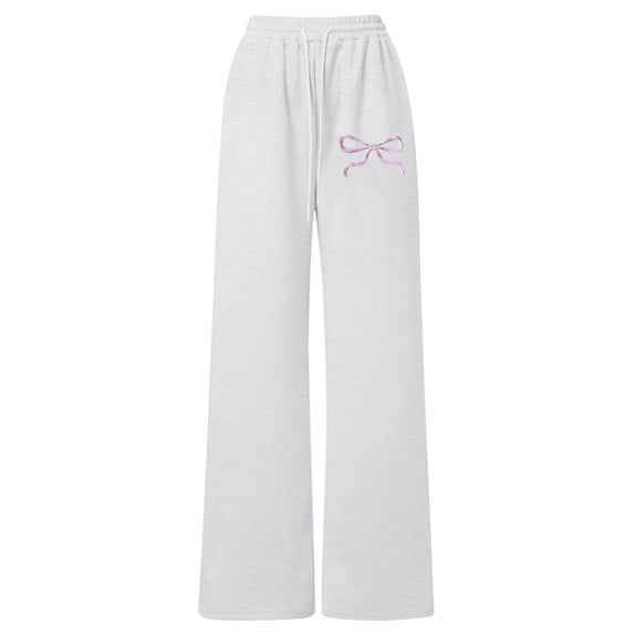 Hiijoy Girls Casual Sweatpants Straight Loose Stretch Pants Bow Embroidery Pants for Kids