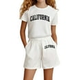 thumbnail image 1 of Hiijoy Girls Cotton Outfits Letter Print Short Sleeve T Shirt Shorts 2Pcs Set, Sizes 4-14, 1 of 4