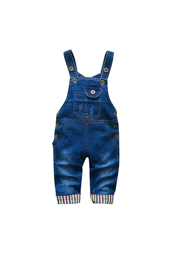 Girls Denim Overalls Adjustable Suspender Jumpsuit Dungarees, Sizes 6M-4T