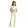 thumbnail image 1 of Hiijoy Girls Flared Pants High Waist Slim Fit Pants Solid Color Causal Pockets Trousers, 1 of 7