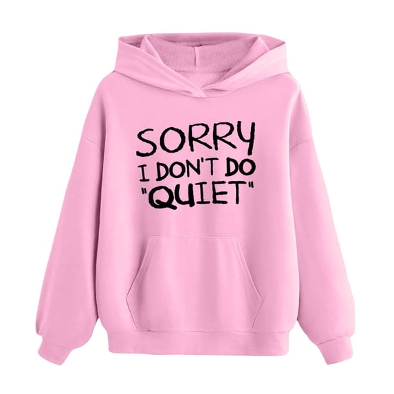 Hiijoy Girls Hoodies Letter Graphic Long Sleeve Pullover Kids Fall Winter Warm Tops