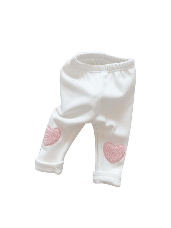 Girls Leggings Heart Patch Stretch Casual Leggings Kids Elastic Waist Pants