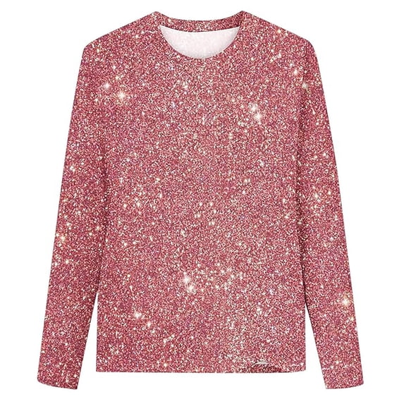 Hiijoy Girls Glitter T-Shirt Fashion Long Sleeve Crewneck Tee Kids Party Slim Fit Tshirt