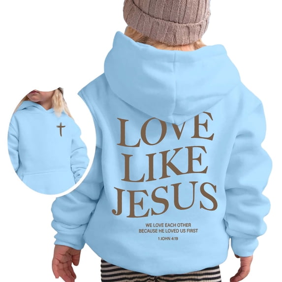 Hiijoy Girls Hoodie Letter Print Lined Sweatshirt Pullover Top, Blue, Sizes 2-13