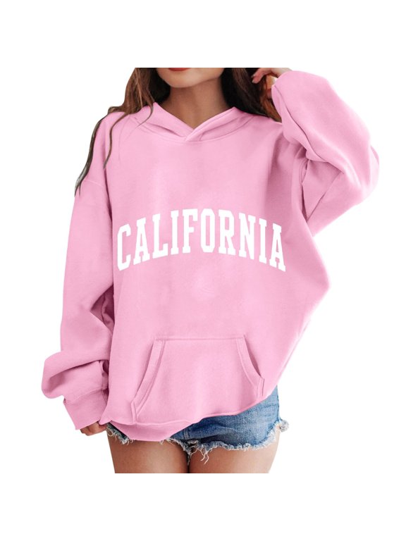 Girls Hoodies California Print Long Sleeve Pullover Kids Fall Winter Sweatshirts