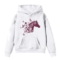 thumbnail image 1 of Hiijoy Girls Horse Graphic Pullover Hoodie Casual Cozy Sweatshirt, White, 1 of 2