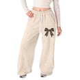 thumbnail image 1 of Hiijoy Girls Jogger Sweatpants Leopard Bow Print Pants Elastic Waist Drawstring Trousers, 1 of 4