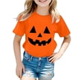 thumbnail image 1 of Hiijoy Girls Orange Tshirt Halloween Pumpkin Short Sleeved Crew Neck T-Shirt, Sizes 0-13, 1 of 3