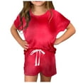 thumbnail image 1 of Hiijoy Girls Outfits Gradient Short Sleeve T Shirt Shorts Summer Clothes Set, Sizes 4-14, 1 of 5