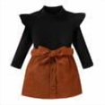 thumbnail image 1 of Hiijoy Girls Outfits Ruffle Long Sleeve Turtleneck T Shirt Corduroy Skirt Set Kids Fall Clothes Set, 1 of 7