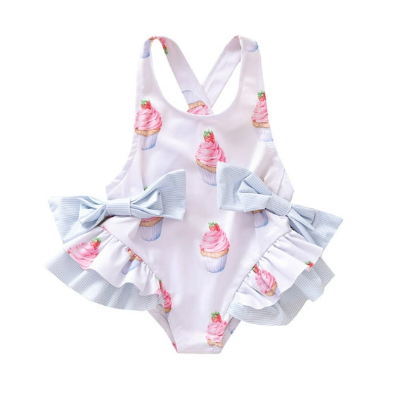 Hiijoy Girls Ruffle Backless Bow One-Piece Swimsuit Swimwear Bathing Suit