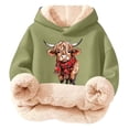 thumbnail image 1 of Hiijoy Girls Soft Sherpa Hoodie Cute Cow Graphic Pullover Sweatshirt, Sizes 3-16, 1 of 4