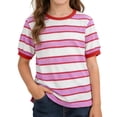 thumbnail image 1 of Hiijoy Girls Striped Short Sleeve T Shirt Casual Crew Neck Tshirt Summer Tee, Sizes 4-14, 1 of 3