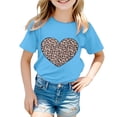 thumbnail image 1 of Hiijoy Girls T-Shirt Leopard Heart Print Short Sleeve Tee Summer Casual Tshirt, Sizes 3-13, 1 of 3