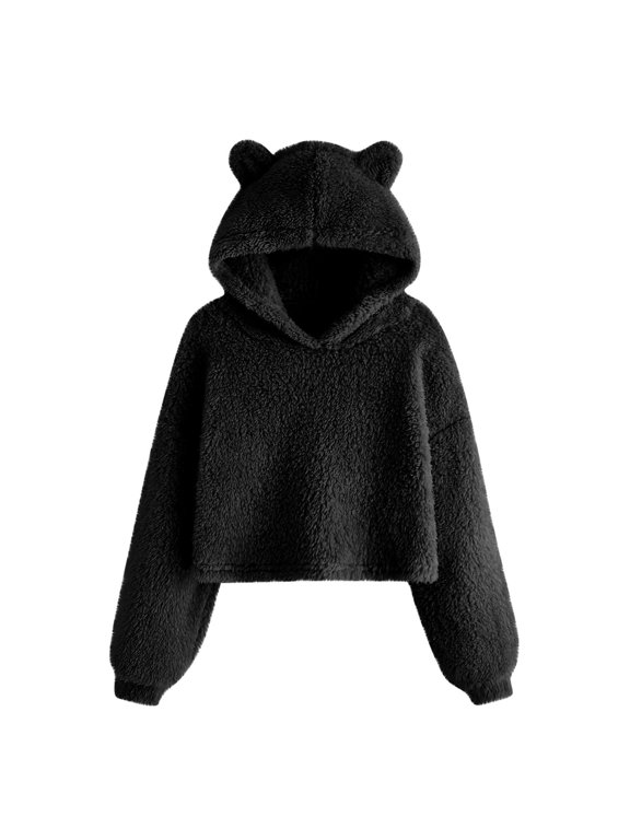 Girls Teddy Hoodie Kids Bear Ear Hood Sweatshirt Long Sleeve Hooded Pullover