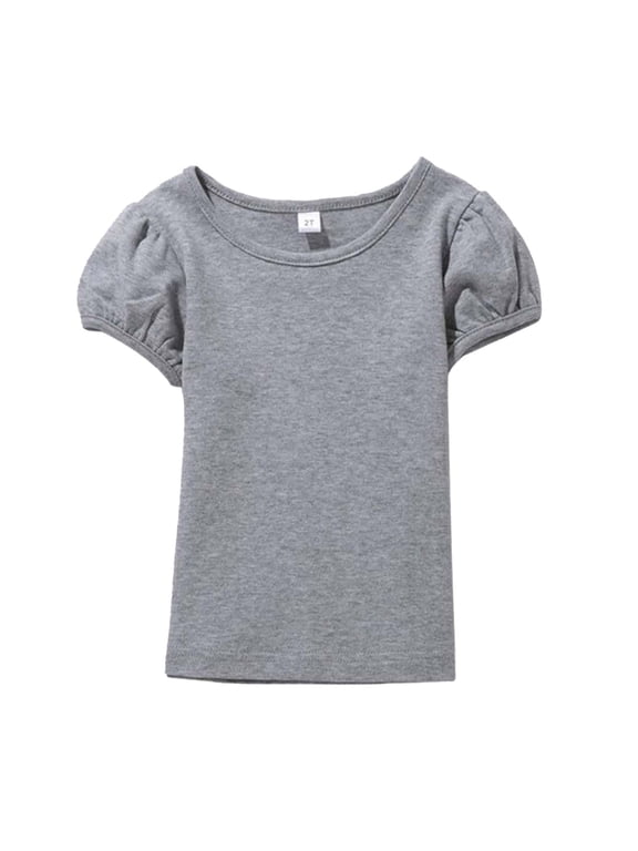 Girls Tee Shirt Cotton Soft Plain Short Sleeves Round Neck Tshirt, Sizes 0-14