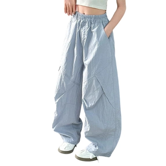 Hiijoy Girls Wide Leg Pants Casual High Rise Pants Kids Summer Elastic Waist Trousers