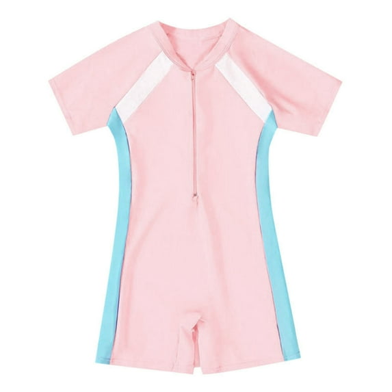 Hiijoy Girls and Boys One-Piece Swimsuit Short Sleeve Sport Surfing Suit Bathing Suit