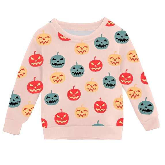 Hiijoy Halloween Sweatshirt for Boys Kids Cute Pumpkin Crewneck Pullover, Pink, Sizes 2-14