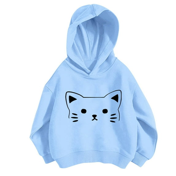 Hiijoy Hoodie for Girls Cute Cartoon Cat Hooded Sweatshirt Casual Loose Pullover Hoody