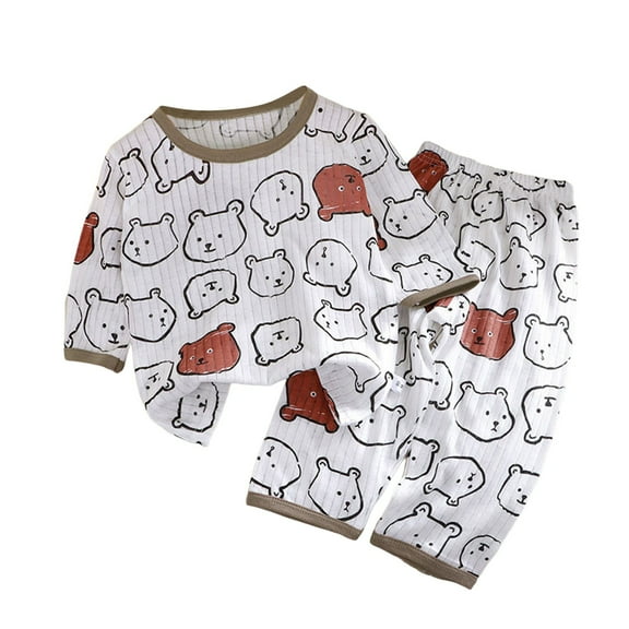 Hiijoy Infant Boys Cute Cartoon Pajamas 3/4 Sleeve Top and Pants Sleepwear Clothes Set Soft Homewear, 2-Piece, Sizes 6M-7T