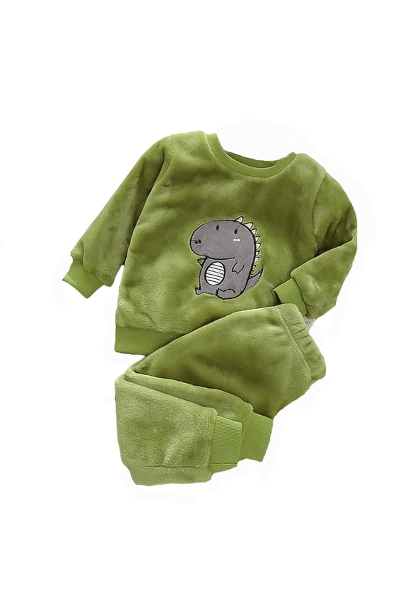 Infant Boys Fuzzy Fleece Pajamas Flannel Long Sleeve Top + Pants Sleepwear, Sizes 6M-6Y