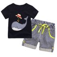 thumbnail image 1 of Hiijoy Infant Boys Outfits Whale Embroidery Short Sleeve T Shirt and Shorts Sets 2Pcs Summer Clothes Set, Sizes 12-24M, 1 of 8