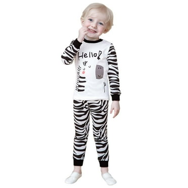 Hiijoy Infant Boys Pajama Sets Cotton Zebra Print Long Sleeve Top Pants Kid Sleepwear Pjs