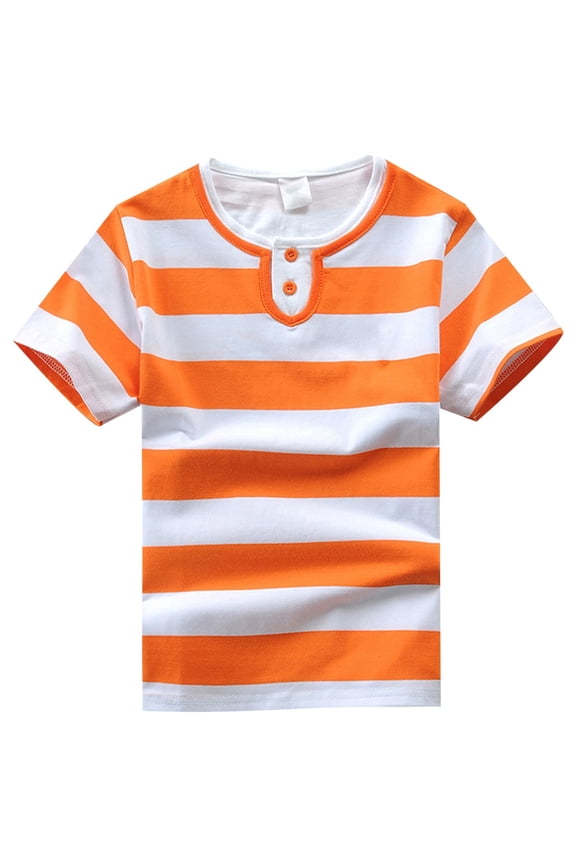 Boys Stripe Short Sleeve T-Shirt Casual Crew Neck T Shirt, Sizes 1-15 & Husky