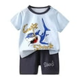 thumbnail image 1 of Hiijoy Infant Boys Summer Outfits Cartoon Print Short Sleeve T-Shirt Shorts Set, Sizes 3M-6Y, 1 of 2