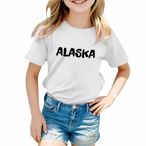 Hiijoy Infant Girls Cotton T Shirt Alaska Print Short Sleeved Crewneck T-Shirt Graphic Tee