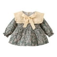 thumbnail image 1 of Hiijoy Infant Girls Floral Long Sleeve Dress Peter Pan Collar Princess Dress, Sizes 6M-3T, 1 of 2