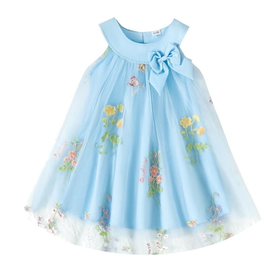 Hiijoy Infant Girls Flower Embroidery Tulle Dress Summer Halter Princess Dress, Sizes 0-24M