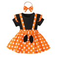 thumbnail image 1 of Hiijoy Infant Girls Outfits Short Sleeve T Shirt Polka Dot Suspender Skirt Headband, Sizes 18-24M, 1 of 3