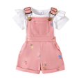 thumbnail image 1 of Hiijoy Infant Girls Summer Outfits Ruffle Short Sleeve Ribbed Romper Bow Print Overall Shorts, Sizes 12-18M, 1 of 8