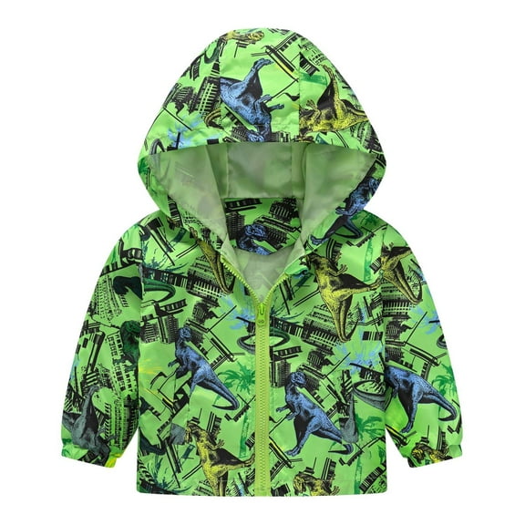 Hiijoy Infant Girls Windbreaker Hooded Jacket Cartoon Prints Zipper Outerwear Coat, Sizes 12M-5T