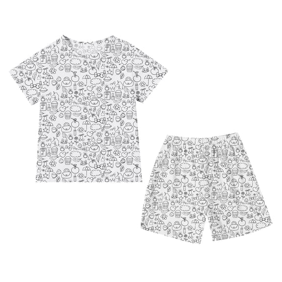 Hiijoy Kids DIY Hand Painted Pajamas Short Sleeve T Shirt Shorts Sleepwear Pjs, Sizes 4-5T