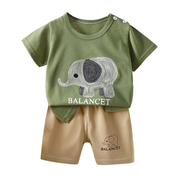 Hiijoy Kids Summer Clothes Set Boys Girls Cartoon Short Sleeve T-Shirt Shorts Outfits, Sizes 3M-6Y