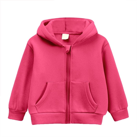 Hiijoy Kids Zip Up Hoodie Fleece Warm Solid Hooded Jacket Boys Girls Casual Coat Outerwear