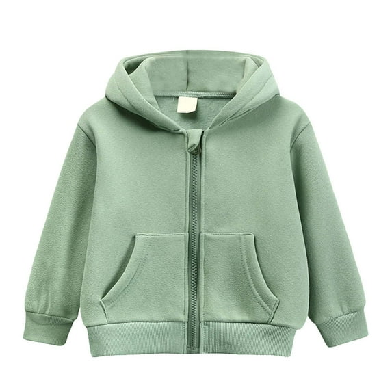 Hiijoy Kids Zip Up Hoodie Fleece Warm Solid Hooded Jacket Boys Girls Casual Coat Outerwear