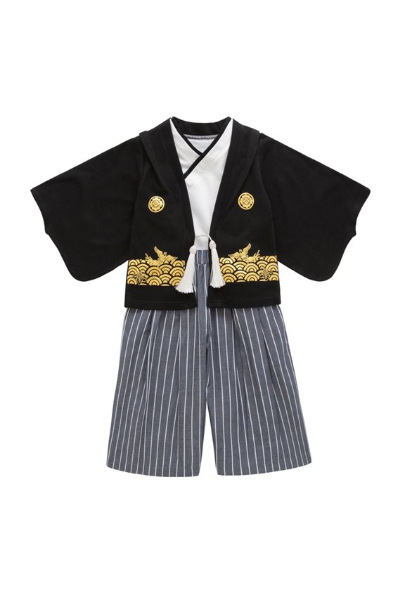 Kimono Traditional Clothing Outfits for Boys Wedding Party 3-Piece Set, Sizes 4-5T