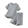 thumbnail image 1 of Hiijoy Little Boy Summer Outfits Unisex Short Sleeve Sports Tshirt Shorts Set, Sizes 6-7Y, 1 of 5
