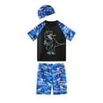 thumbnail image 1 of Hiijoy Little Boys 3-Piece Swimsuit Dinosaur Print Short Sleeve Swim Shirt & Swim Trunks & Swim Cap, 1 of 8