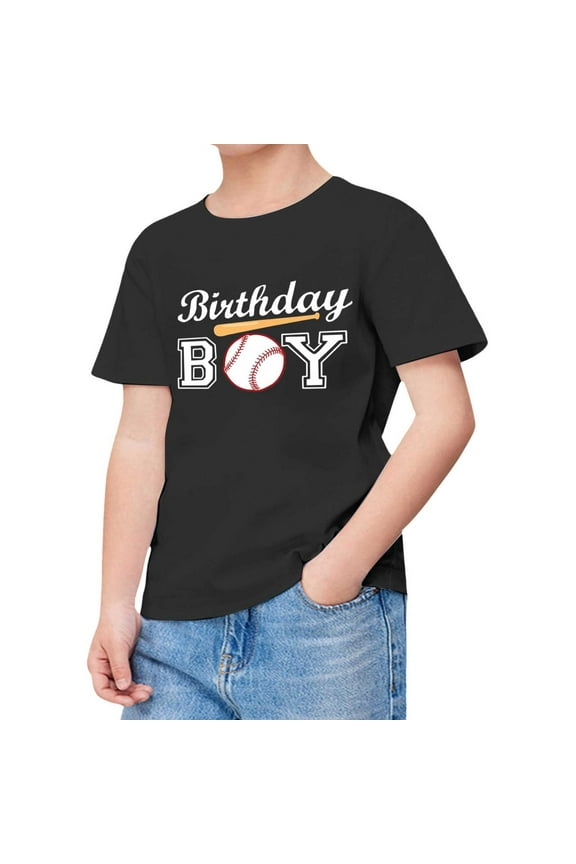 Little Boys Birthday Day T Shirt Letter Print Short Sleeve Tshirt Kids Graphic Tee
