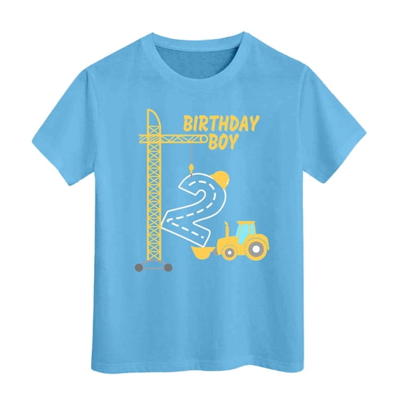 Hiijoy Little Boys Birthday T-Shirt Short Sleeve Excavator Graphic T Shirt Summer Casual Tshirt