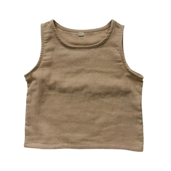 Hiijoy Little Boys Cotton Linen Tank Top Lightweight Breathable Sleeveless Top, Sizes 5-6Y