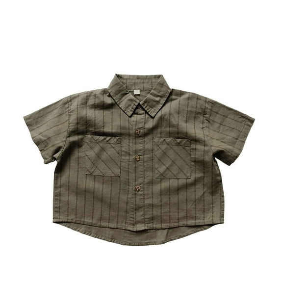 Hiijoy Little Boys Cotton Short Sleeve Shirt Summer Casual Button-Down Shirt, Sizes 1-7