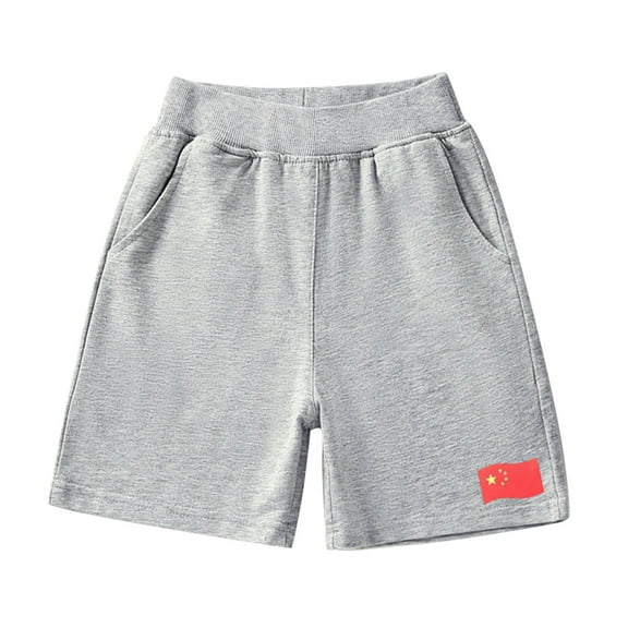 Hiijoy Little Boys Cotton Shorts Casual Sports Shorts with Elastic Waistband, Sizes 5-6Y