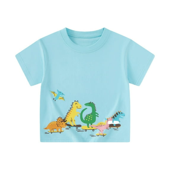 Hiijoy Little Boys Graphic T Shirt Cartoon Dinosaur Print Short Sleeve T-Shirt Kids Active Tee Shirt